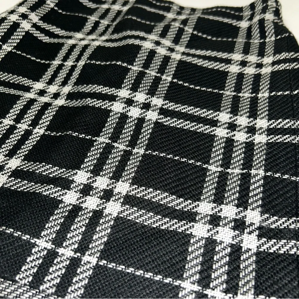 J.Crew Black White Check Plaid Mini Skirt Wool Blend Lined Preppy Classic 00